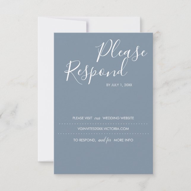 Dusty Blue RSVP Card, site Mariage (Devant)