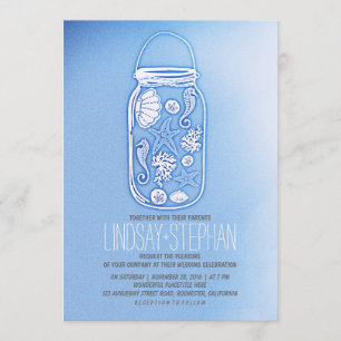 Dusty Blue Rustic Beach Invitations de mariage