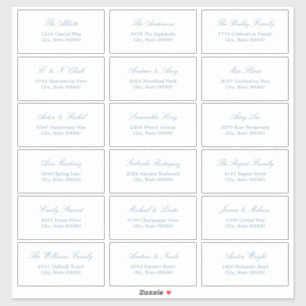 Dusty Blue Script 18 Étiquettes de adresse invités
