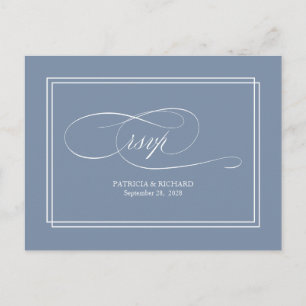 Dusty Blue Simple élégant mariage RSVP carte posta