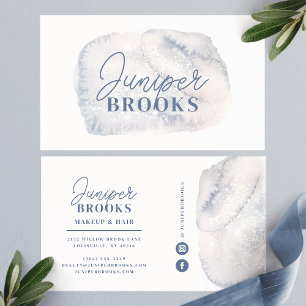 Dusty Blue Simple Glitter Carte de Visite Aquarell