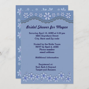 Dusty Blue Six Petal Fête des mariées Invitation