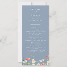 Dusty Blue Spring Watercolor Programme de mariage