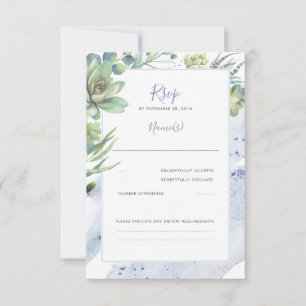 Dusty Blue Succulents Verdure Mariage RSVP