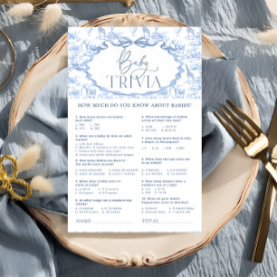 Dusty Blue Toile Safari Animaux Baby Trivia Jeu