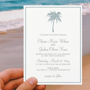 Dusty Blue Tropical Palm Tree Invitations de maria