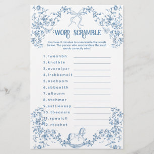 Dusty Blue Vintage Floral Baby Scramble Jeu