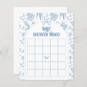 Dusty Blue Vintage Floral Baby shower Bingo Jeu