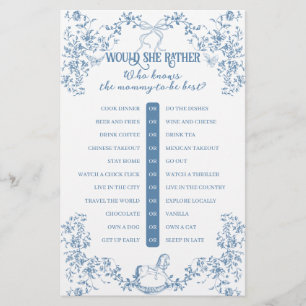 Dusty Blue Vintage Floral Baby shower jeu
