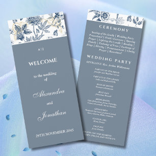 Dusty Blue Vintage Floral Programme de mariage fra