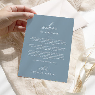Dusty Blue Welcome Itinéraire Carte de remerciemen