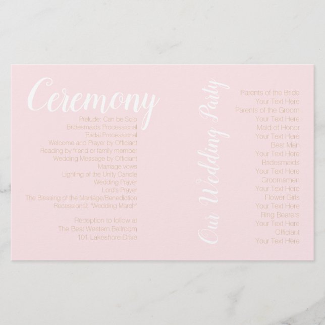 Dusty Blush Mariage Photo Ceremony Programme (Devant)