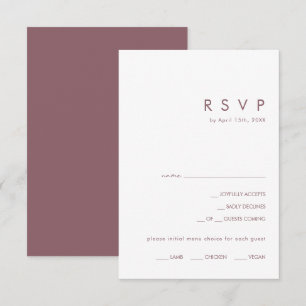 Dusty Boho Carte RSVP de choix de menu pourpre