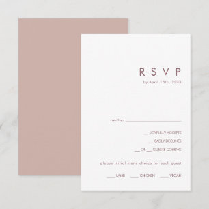 Dusty Boho Carte RSVP de choix du menu Rose et v