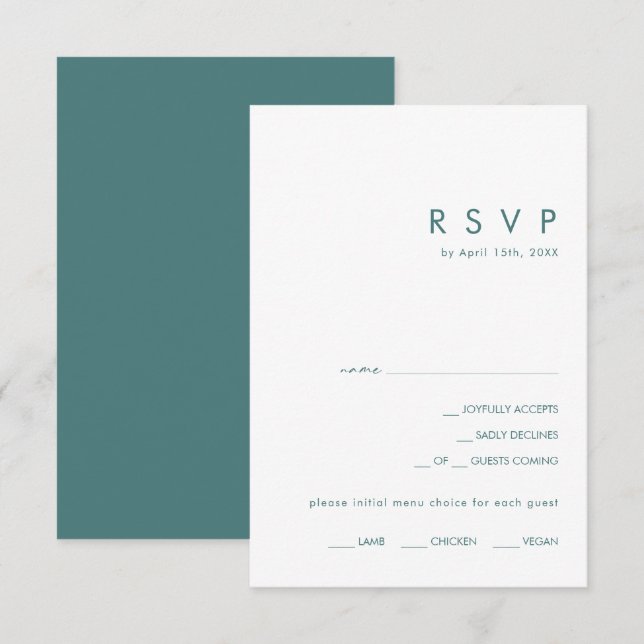 Dusty Boho | Carte RSVP de choix du menu vert (Devant / Derrière)