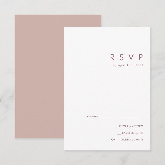Dusty Boho | Carte RSVP Rose et violet (Devant / Derrière)