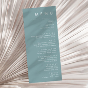 Dusty Boho   Menu du dîner Mariage bleu et vert