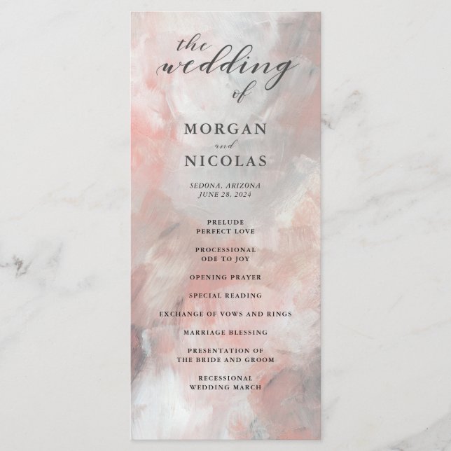 Dusty Coral Abstrait Brushstrokes Programme de mar (Devant)