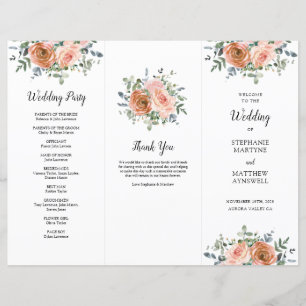 Dusty Coral Eucalyptus Mariage de l'ordre de servi