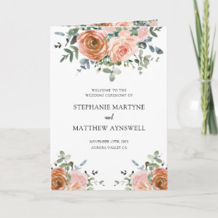 Dusty Coral Eucalyptus Programme de mariage botani