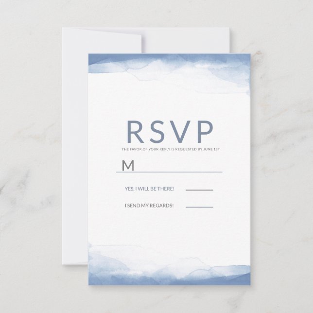 Dusty Cornflower Blue Watercolor Wedding RSVP (Devant)