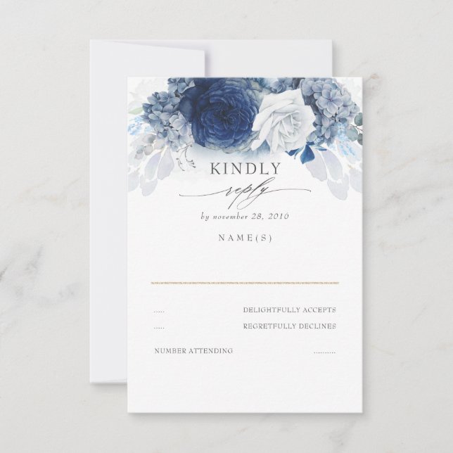 Dusty et Marine Blue Wedding RSVP (Devant)