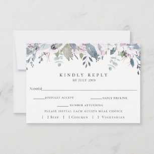 Dusty Garden Floral Wedding Carte RSVP