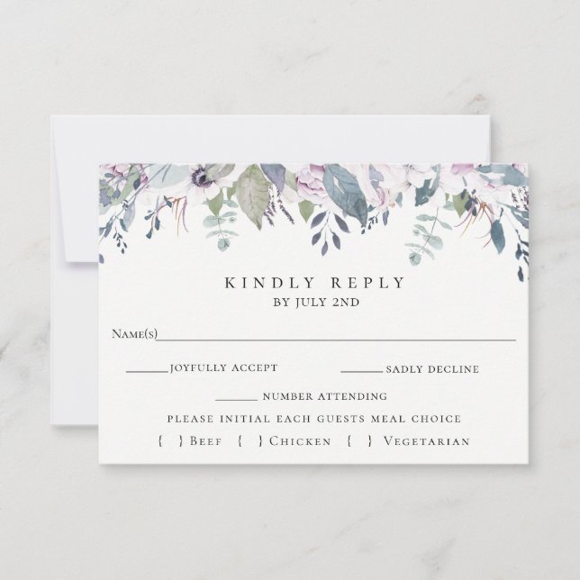 Dusty Garden Floral Wedding Carte RSVP (Devant)