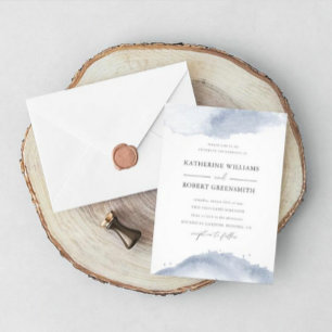 Dusty Gold Elegant Faire-part de mariage Bleu