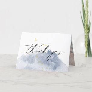 Dusty Gold et Blue Elegant Carte de remerciements 