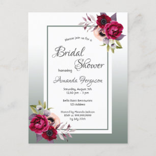 Dusty green florals invitation à la douche nuptial