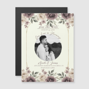 Dusty Mauve & Ivory Bloom Botanical Save The Date