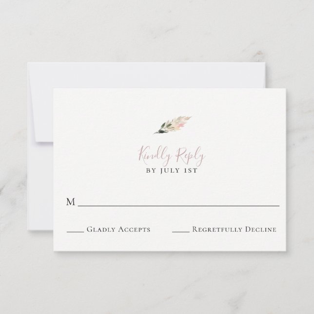 Dusty Mauve Pampas Grass Wedding Carte RSVP (Devant)