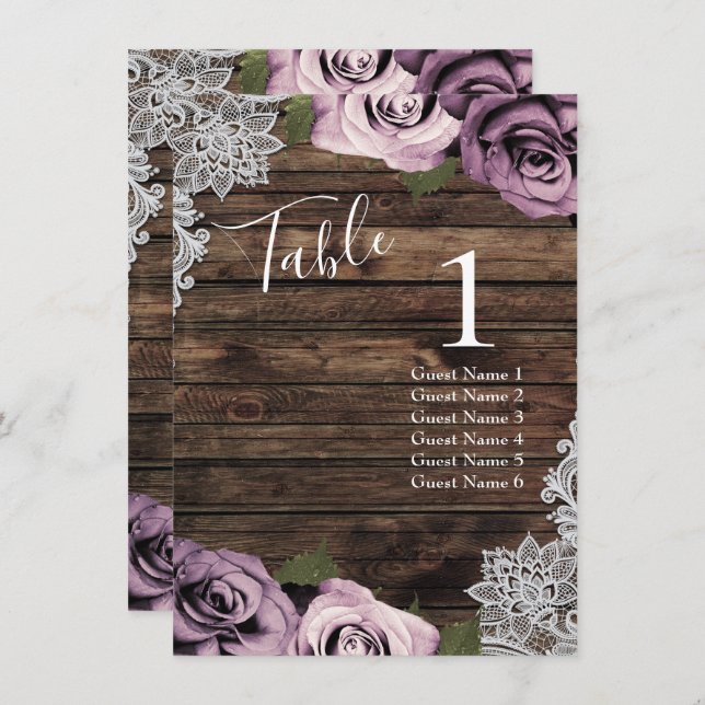 Dusty Mauve Rose Mariage Numéro de table Siège (Devant / Derrière)