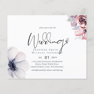 Dusty Navy Blue Coral Floral Script Mariage Budget