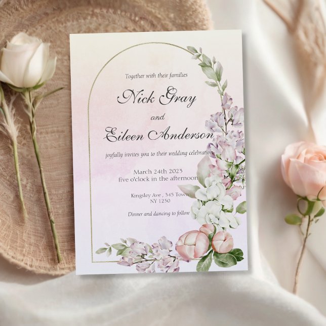 Dusty Peach Rose Floral Garden Invitation de maria (Dusty Peach Pink Floral Garden Wedding Invite)