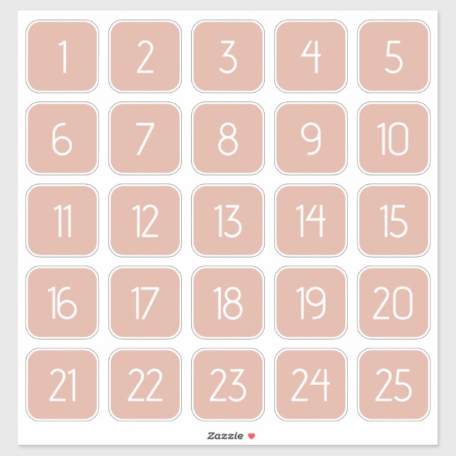 Dusty Pink Customizable Square Number Stickers  (Feuille)