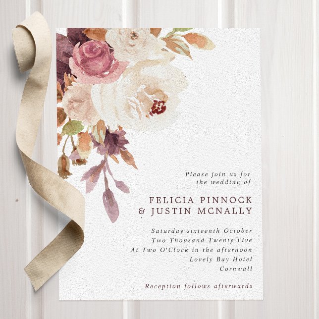 Dusty Pink & Ivory Floral Wedding Invitation (Créateur téléchargé)