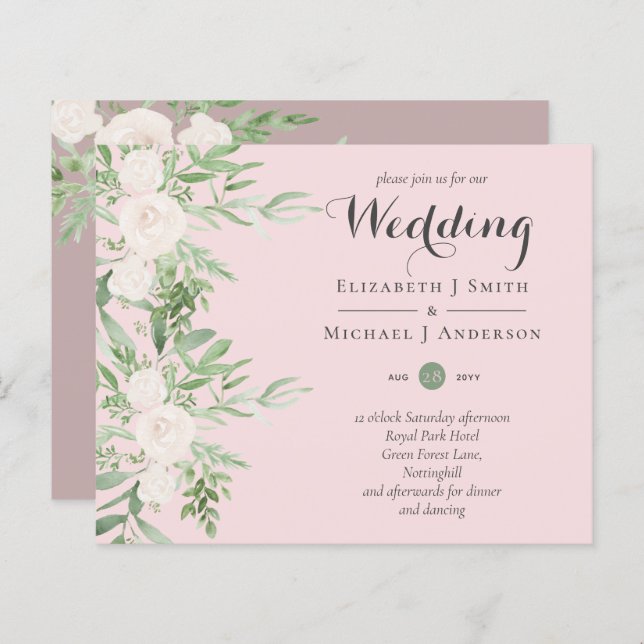 Dusty Pink Magnolia Sage Floral BUDGET MARIAGE INV (Devant / Derrière)