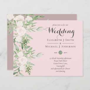 Dusty Pink Magnolia Sage Floral BUDGET MARIAGE INV