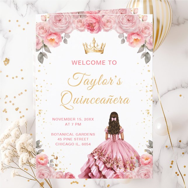 Dusty Pink Princess Floral Quinceañera Programme (Créateur téléchargé)