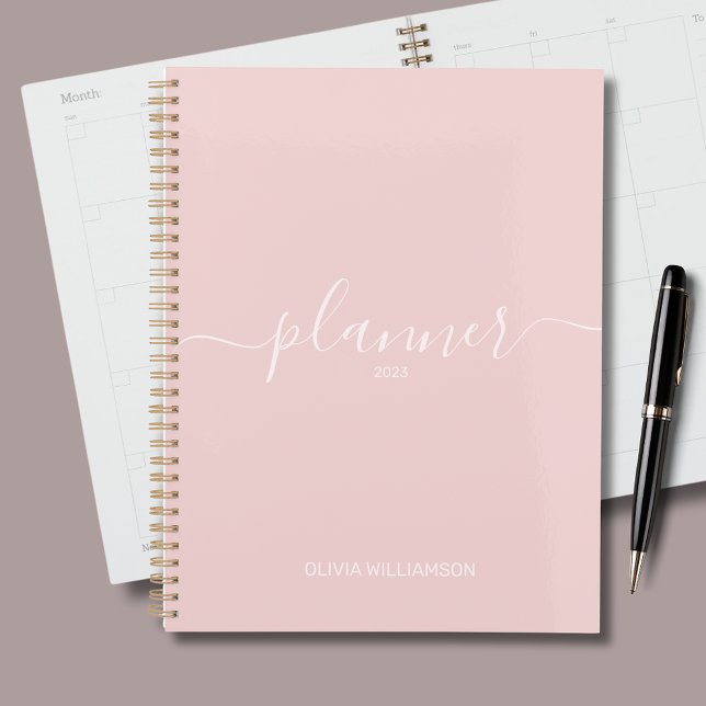 Dusty Pink Professionnel (Pale pink personalized planner.  Customize with your on name and year.)