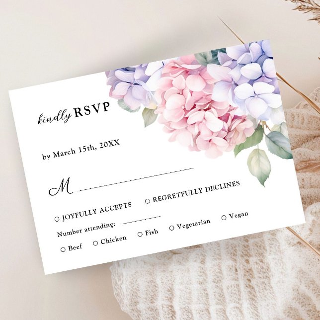 Dusty Purple & Blush Pink Hydrangea Wedding RSVP (Créateur téléchargé)
