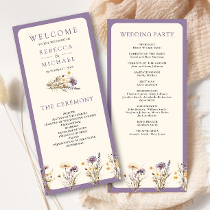 Dusty Purple Boho Programme de mariage Fleur sauva