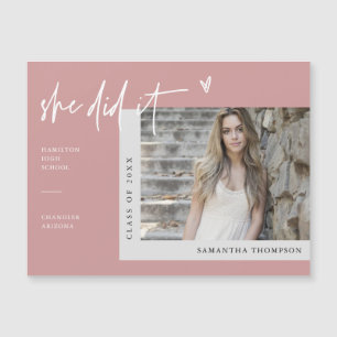Dusty Purple Elle L'A Fait Graduation Photo Magnet