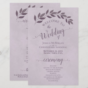Dusty Purple Feuille Programme de mariage budgétai