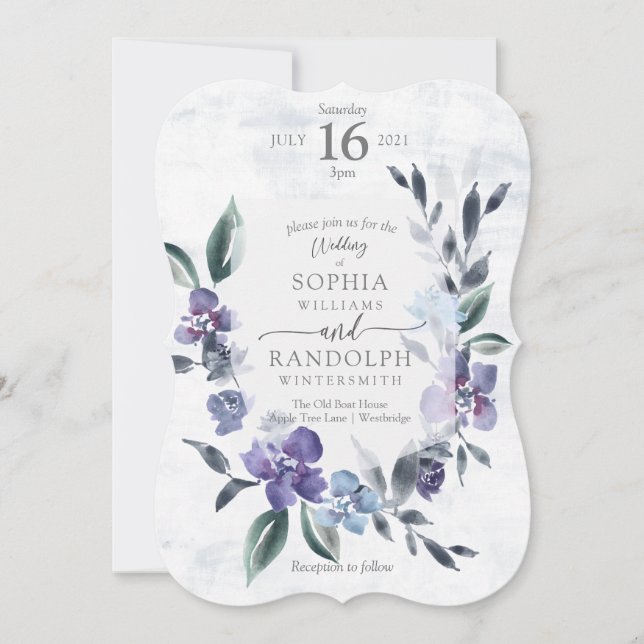 Dusty Purple Floral Garden Invitation de mariage,  (Devant)