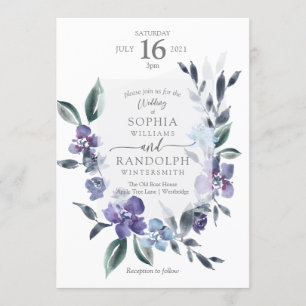Dusty Purple Floral Garden Invitation de mariage,