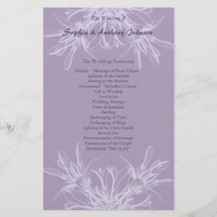 Dusty Purple Floral Wedding Programme