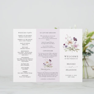 Dusty Purple Lavender Fleur sauvage Wedding Progra